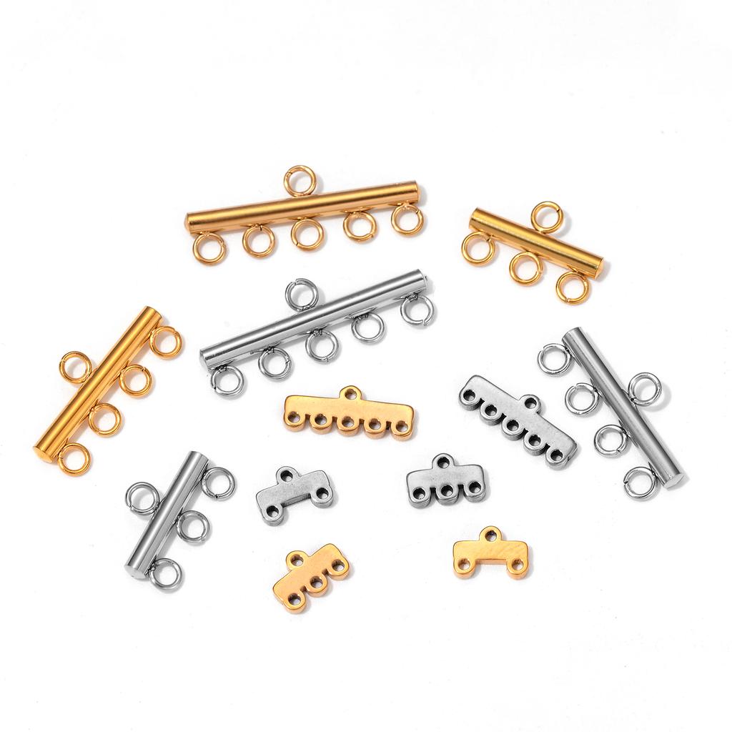20pcs/lot Stainless Steel Layer Necklace Bracelet Clasp Bails 5 Loops Drop Earrings Chains Connectors DIY Jewelry Making Finding