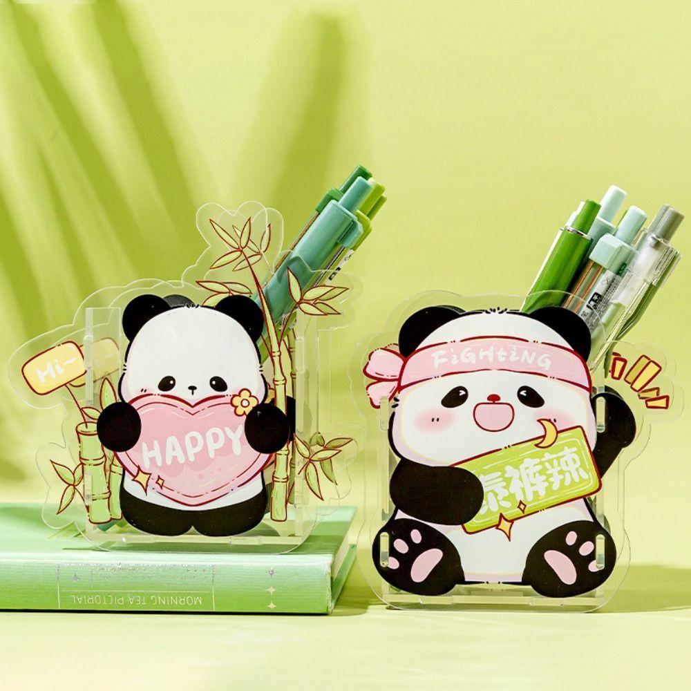 

Exquisite Stationery Storage Box Cartoon Makeup Brush Storage Bucket Panda Pen Holder Student 05