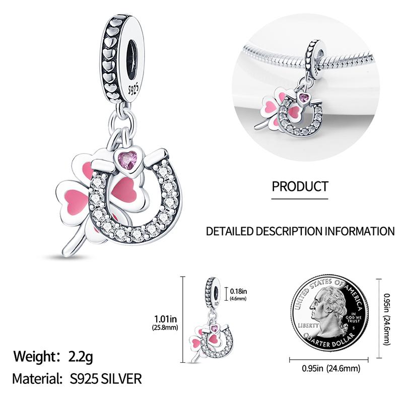 Copper Charms Original Four-Leaf Clover Beads Fit Bracelet Jewelry Diy Lady'S Gift Accessory
