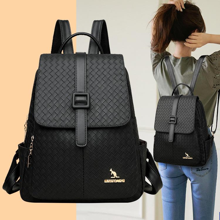 

New trend texture soft leather backpack female Korean version fashion backpack ladies leisure large capacity travel bag