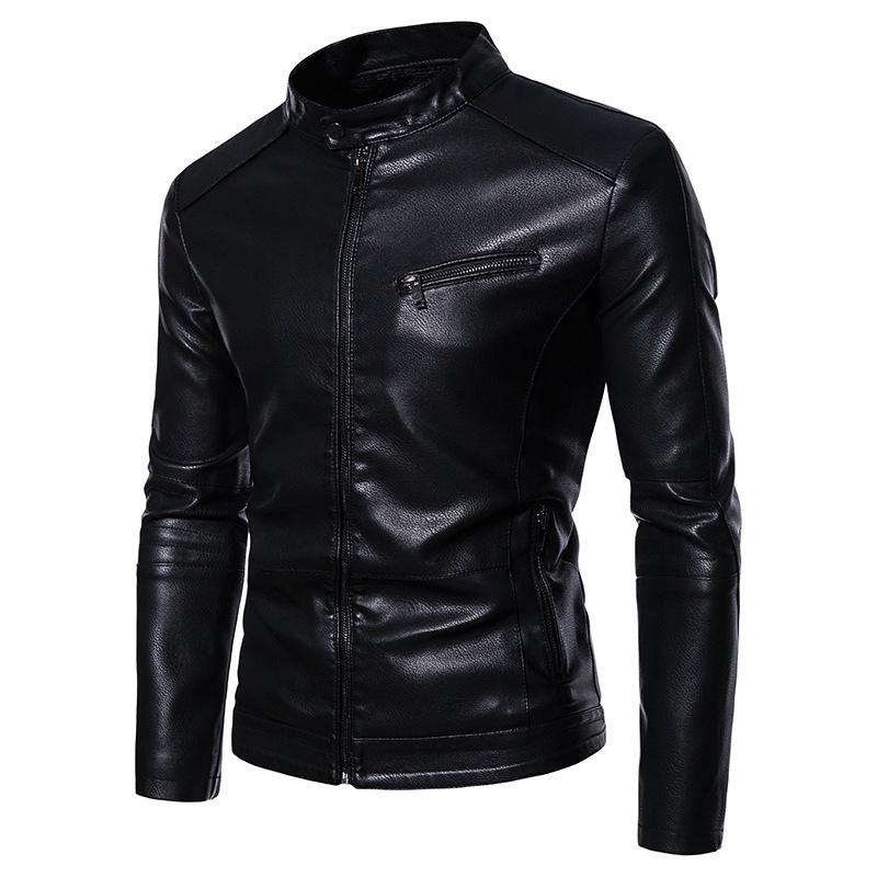 2024 Men's Autumn PU Leather Stand Collar Motorcycle Jacket - Trendy and Handsome Design