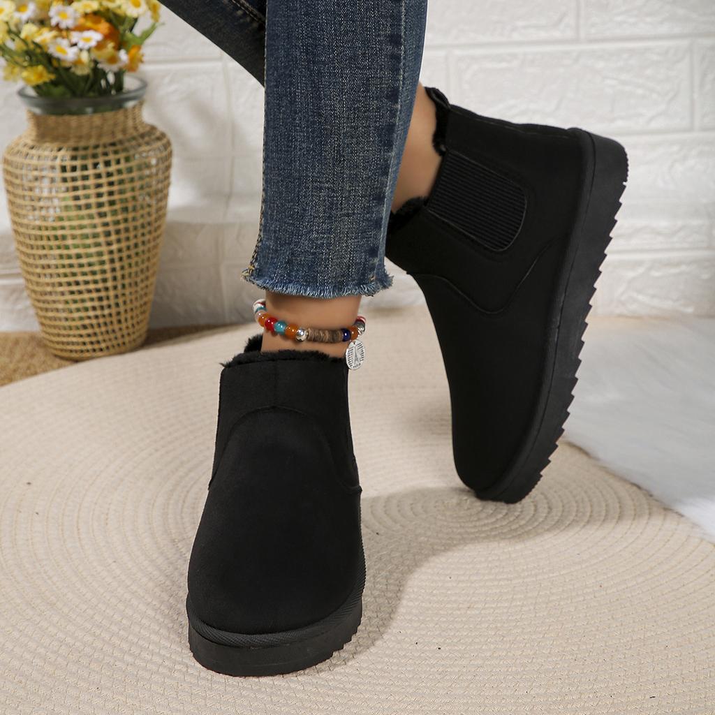 Mode Winterstiefel Damen 2024 Neue Gummi Dicke Sohle Stiefeletten Outdoor Erhöhter Komfort Warm Walking Baumwollschuhe Mode Schneestiefel