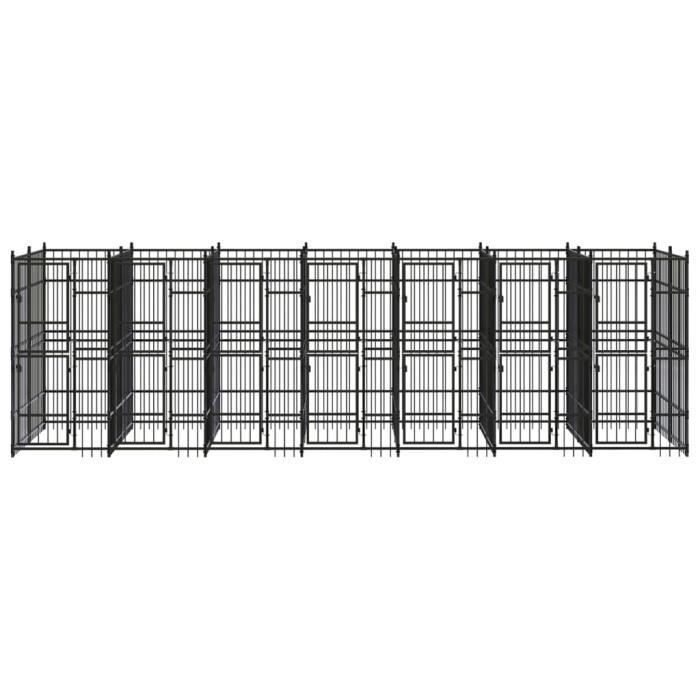 VidaXL Chenil d'extérieur pour chiens Acier 12,9 m², Noir