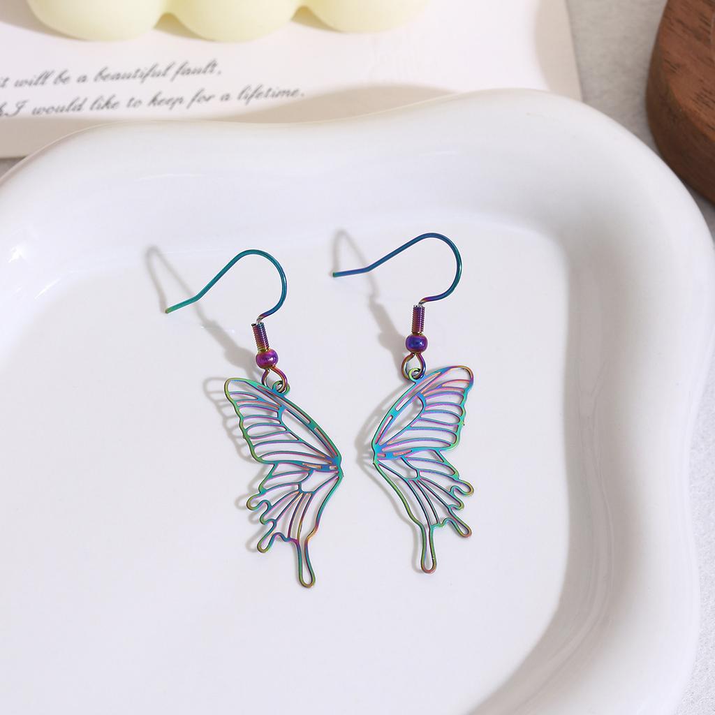 Symphony Hollow Variety Butterfly Earrings High Sense Light Luxury Ethnic Style Sweet Cool Fashion Temperament Earrings