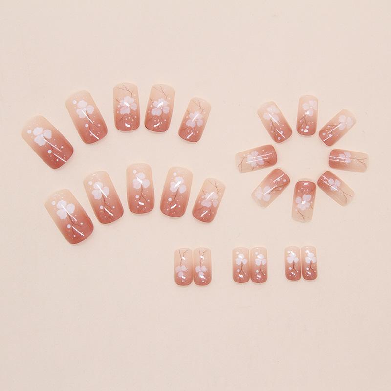 Gentle Fairy Energy Gradual Change Flowers Fashion Summer Sweet Girl European and American Ins Wind Removable Manicure Pieces 24 Pieces