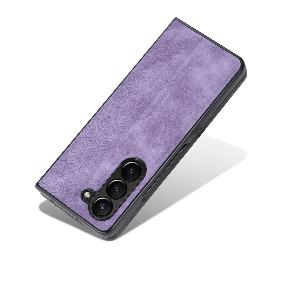 3D Embossing Case for Samsung Galaxy Z Fold 6 5 4 3 Fold6 5G Cover Soft Matte Leather Full Camera Protect Shell Fundas Coque