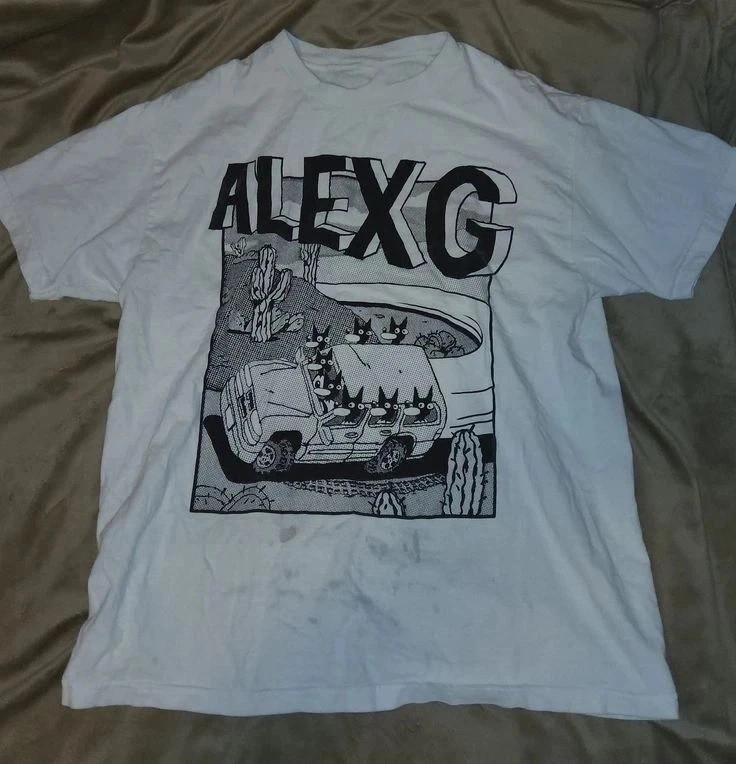 Alex G Редкий дизайн 90-х Белая Футболка с коротким рукавом Перепечатка Базовый Стиль BT1988 Унисекс L
