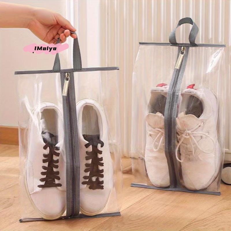 M-1Pc Portable Shoe Storage Bag Clear Wide Opening Design Durable Travel Organizer For Shoes Clothes Space-Saving Essential