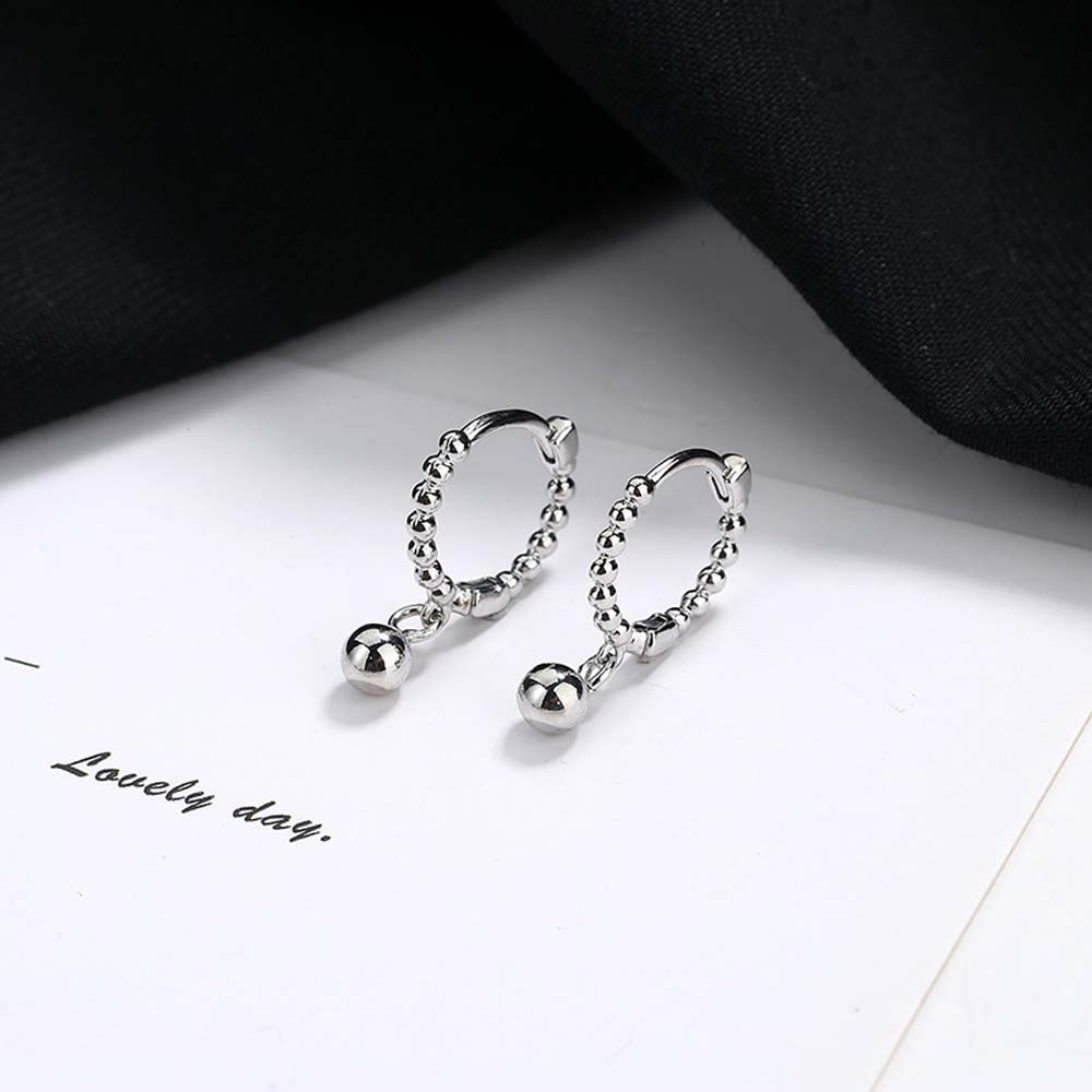 Personality Girls Beads Copper Women Ear Buckle Stud Earrings Fashion Jewelry Hoop Earrings