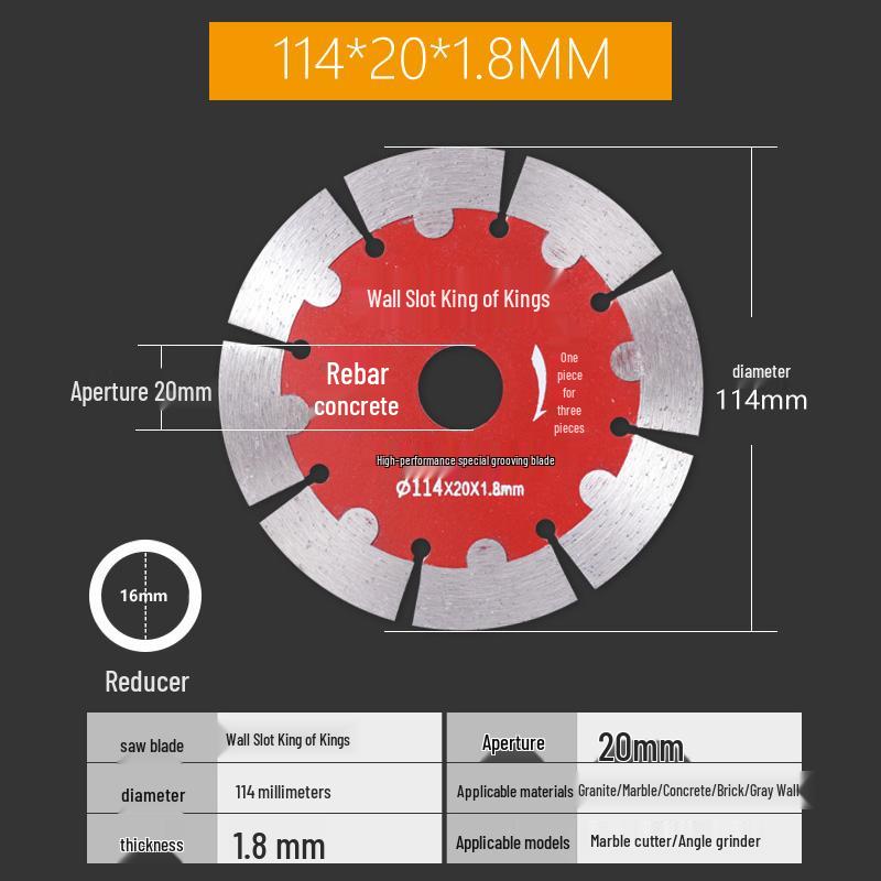 Diamond Grooving Blade: Concrete Cutter for Angle Grinders - Ideal for Dry Cutting Stone, Red Brick, Cement, and for Wall Grooving In Plumbing Work.