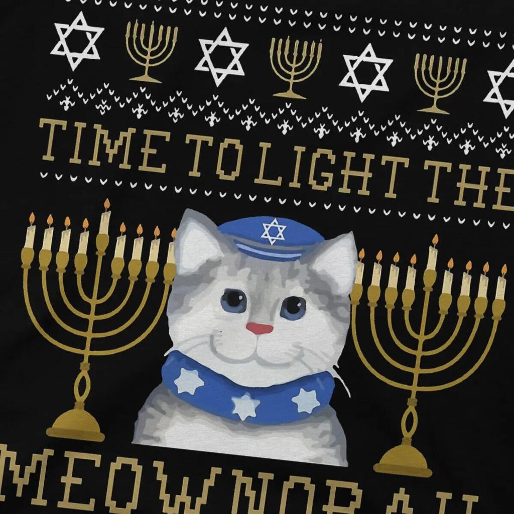 Jewish Unisexorah Light Unisex TShirt Light The Meownorah Jewish Cat Unisexorah Lover Hanukkah Distinctive T Shirt Harajuku  Hipster