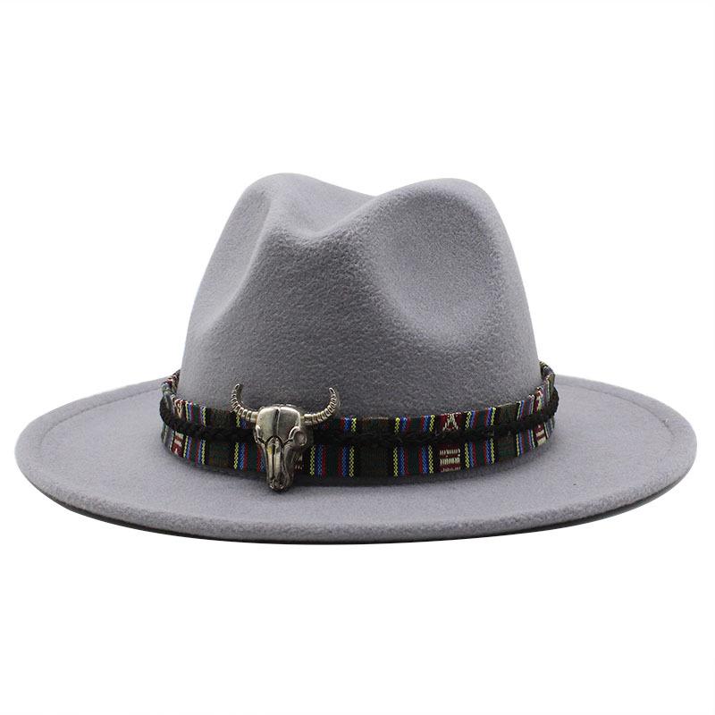 Woolen Jazz Top Hat Women'S Minority Style Flat-Brimmed Big Eaves Hat