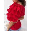 T-shirt da donna 2026 Estate Manica Corta con Volant Girocollo Semplice ed Elegante