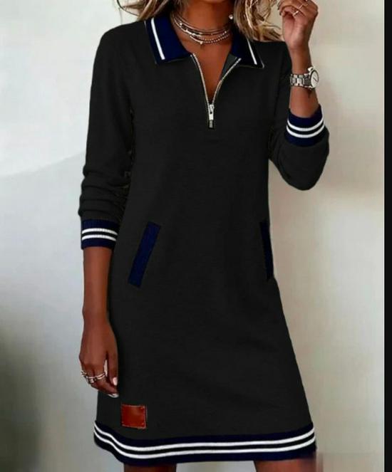 Europäisches und Amerikanisches Lässiges Damen-Reißverschluss-Langarm-Kapuzenpullover-Kleid