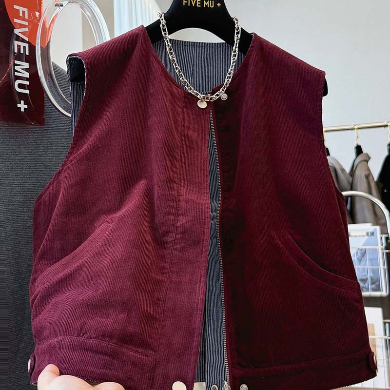 Vest for Women Cotton Autumn Winter Sleeveless Tops Vest Oversize Thickened Vest
