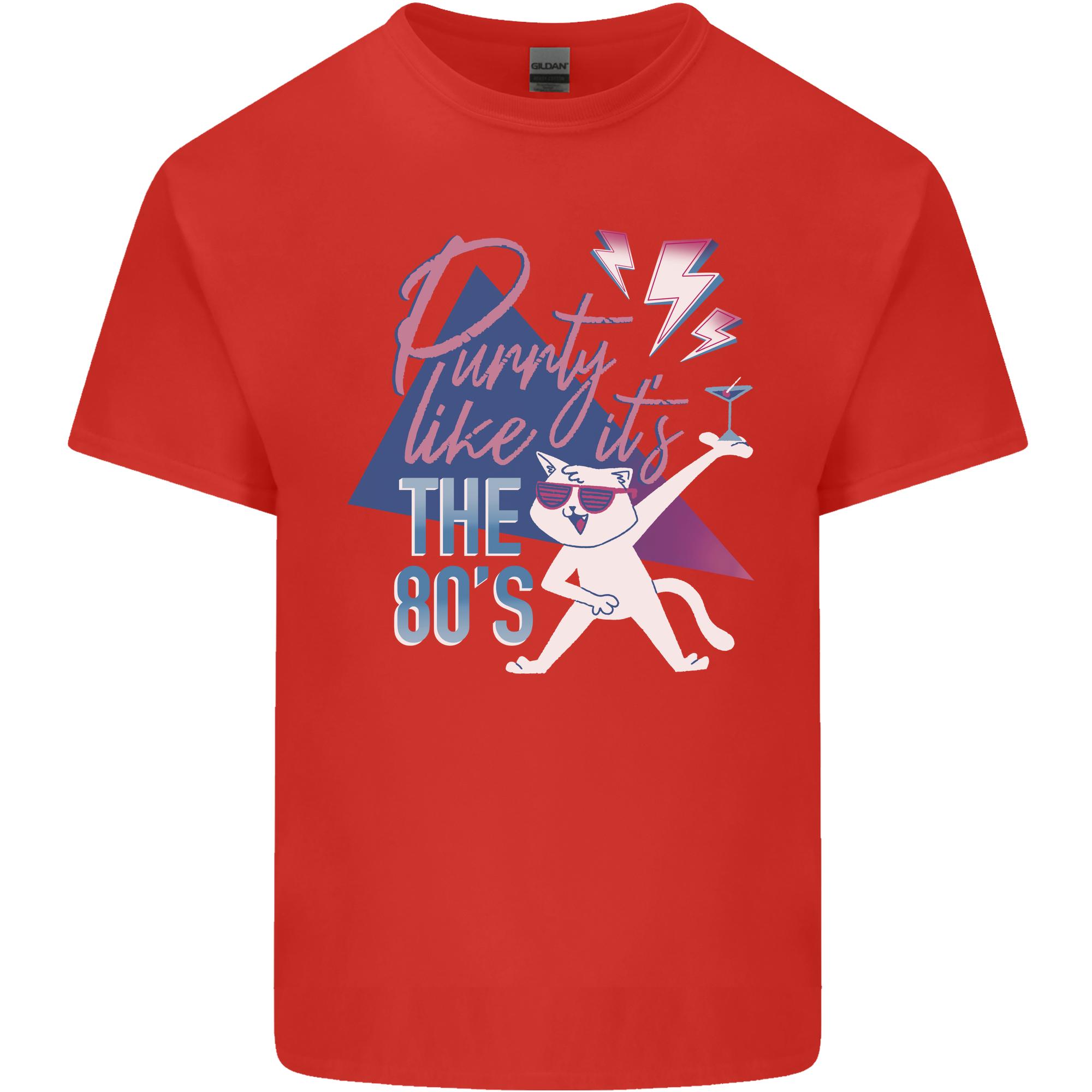 Funny Cat Purrty Like Its the 80s Unisexs Light Cotton TShirt S