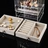 Plastic Jewelry Organizer Dust-proof Earrings Holder Jewelry Storage Drawer Box Necklace Display Stand Jewelry Storage Rack Ring