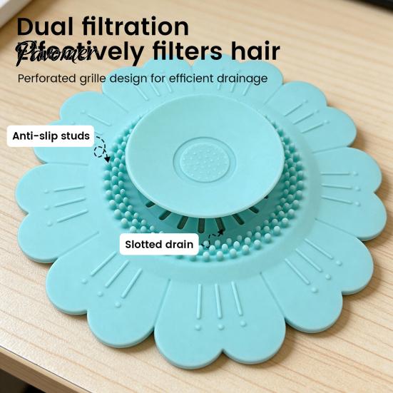 Bionic Sunflower Strainer Silicone Floor Drain Mat, Petal Design Anti-Clog Sink Anti Odor Filter Hair Filter, Odor-Proof Drainage Protector