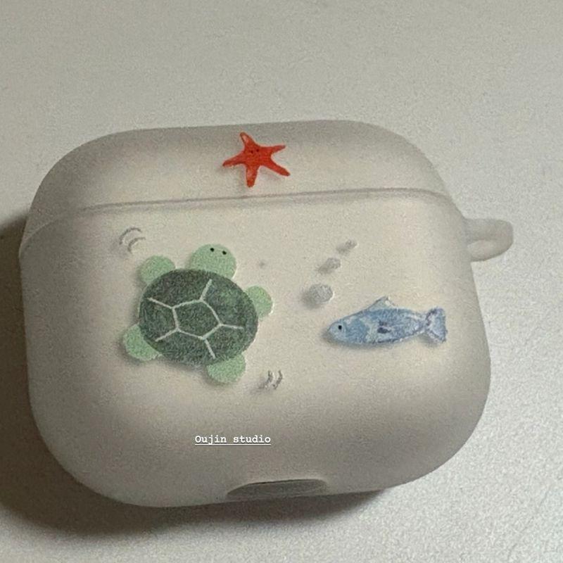 

Style Cute Girl Cute Illustration Fish Turtle Frosted Soft Case for Airpods4/3/2/1 Wireless Bluetooth Earbuds Case Airpodspro Apple Protective Case Apple AirPods 2 Foggy Fish and Turtle Single Shell