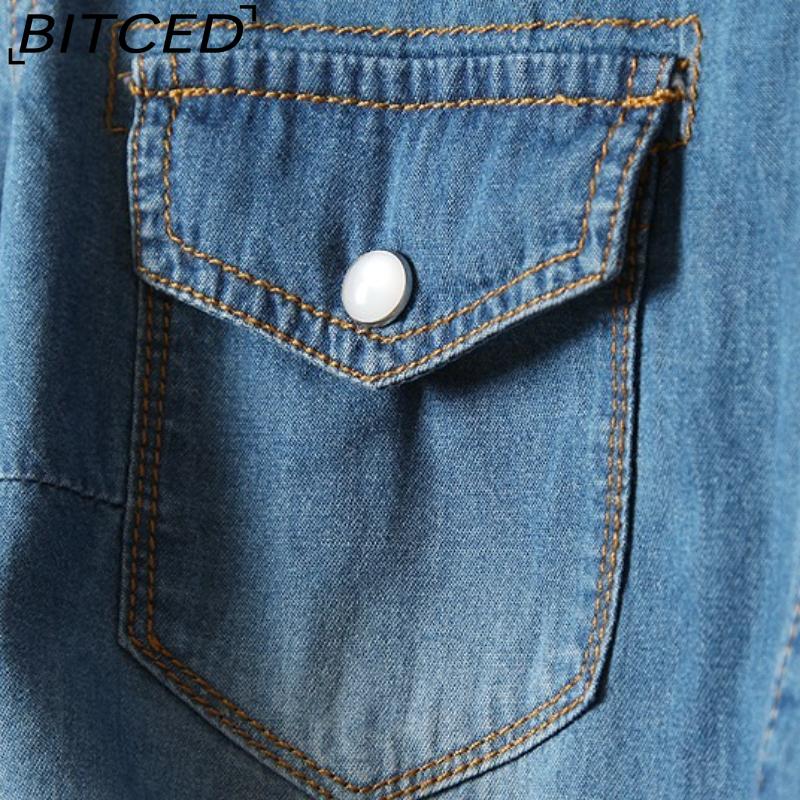 BITCED Tie-Knot Mid-Sleeve Short Cape Denim Shirt for Women Lightweight Short Jacket