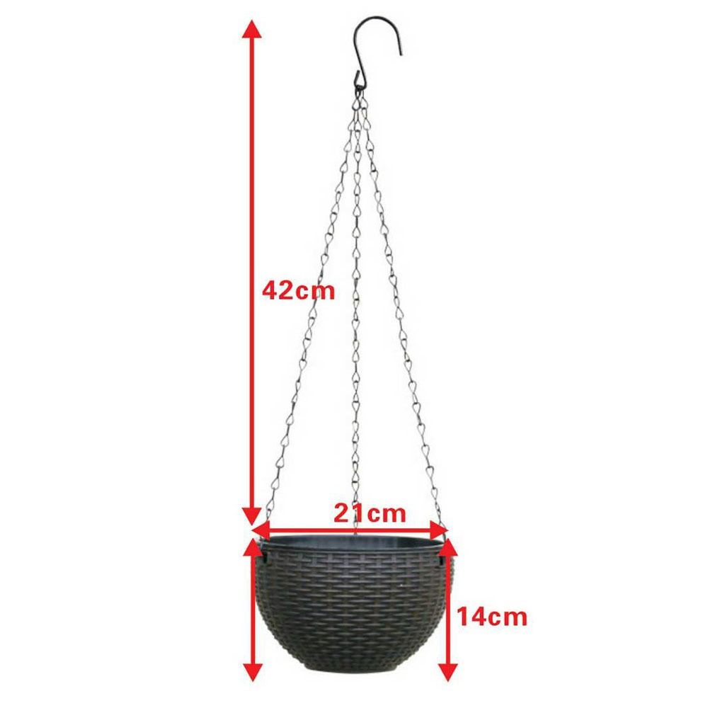 Plastic Woven Plaited Baskets with Chain Hanging Flower Pots Houseplant Flowerpot Balcony