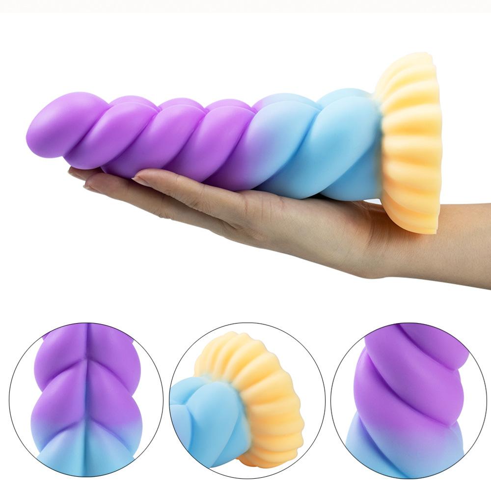 Hanfseil Analstöpsel geformt Silikon Penis Mischfarbe weibliche Simulation Masturbation Gerät Saugnapf Sex Spielzeug