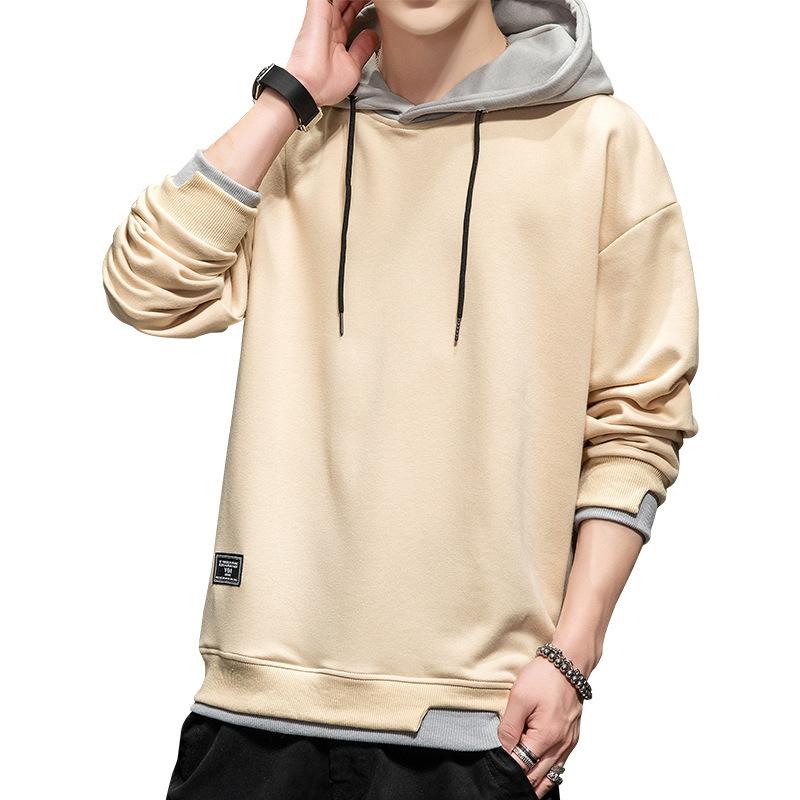 Maglione con cappuccio da uomo Autunno e Inverno Giapponese Finto due Pezzi Maglione da uomo Adolescente Casual Abbigliamento da uomo