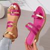 Fashion Women's Sandals Open Toe Narrow Strap Designer Womens Shoes 2025 Summer Casual Leather Thick Sole Wedge Ladies Slippers
