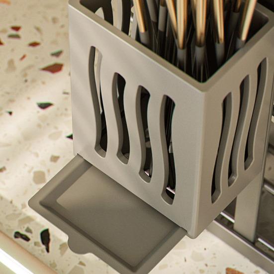 Kitchen Tabletop Storage Rack Knife Holder Large Capacity Multipurpose Waterproof Hollow Storage Rack Kitchen Utensil Organizer