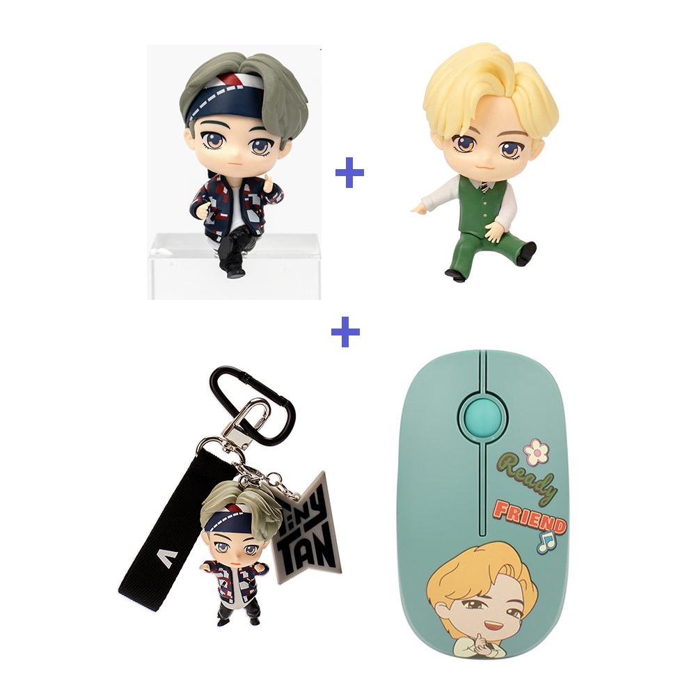 BTS(Bangtan boys) 2Monitor Figure + 1Keyring + 1 Wireless Mouse SET, TinyTan, Official, Original, Authentic, KPOP, idol
