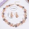 Elegant Pearl Necklace Rhinestone Necklace Earrings Set Exquisite Colorful Pearl Necklace  Gift