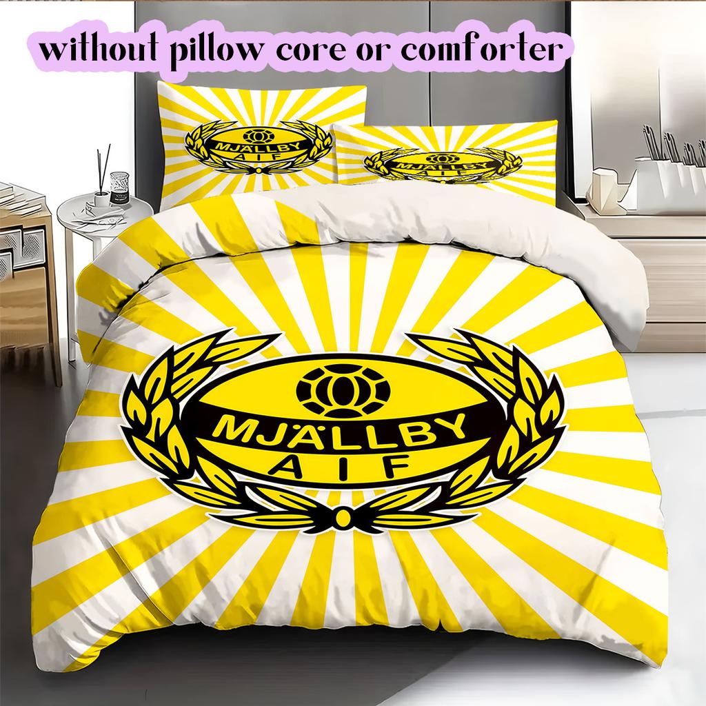 Mjällby AIF football Pattern Bedding,Quilt Set Quilt Cover Pillowcase Home Birthday Gift (1*duvet cover+2*pillowcase,without core)