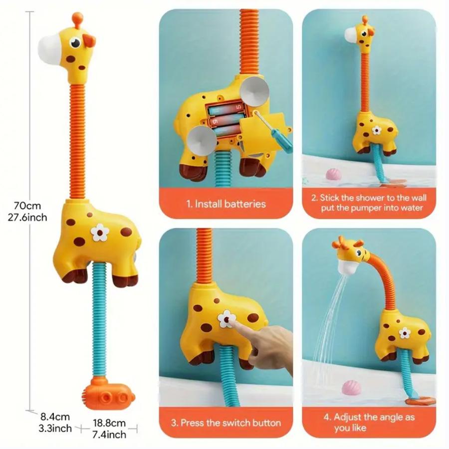 Deer Sprinkler Shower, Giraffe Scalable 360 Degree Rotating Children's Shower, Shower, and Water Playing Toy