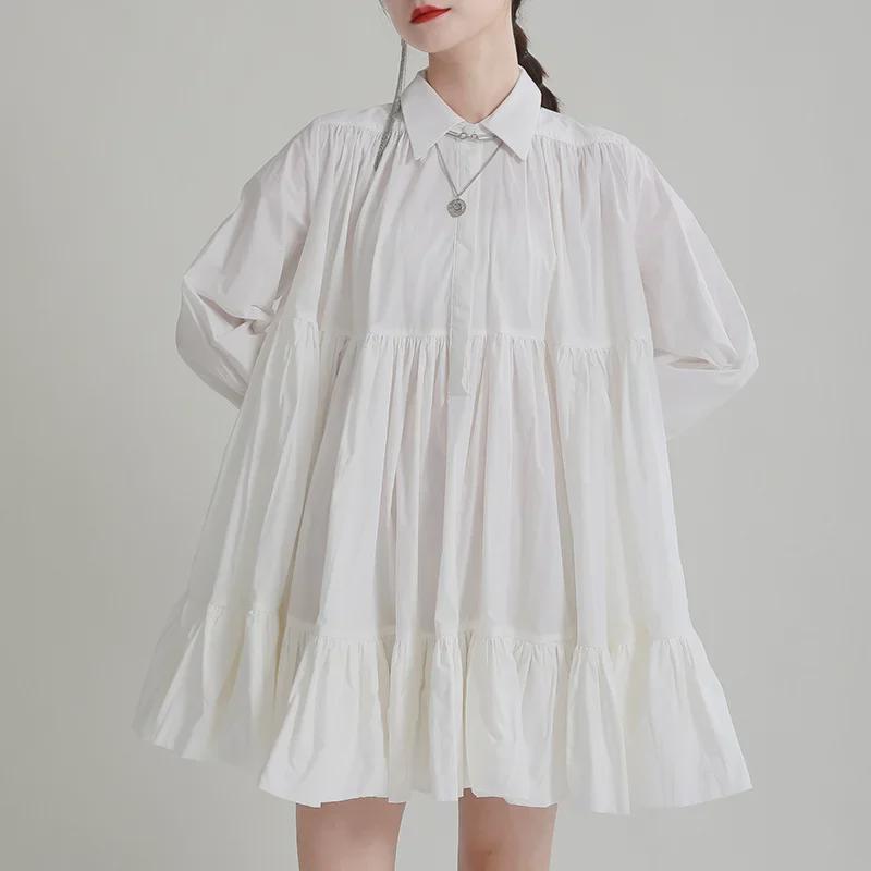 Zhongchuang Rizhen 2025 Women's A-Line High Waist Baby Doll Shirt Dress