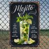 1pc 8x12 Inch Vintage Mojito Recipe Aluminum Sign - Fresh Mint/Rum/Lime Retro Art, Decor for Home/Office/Bar