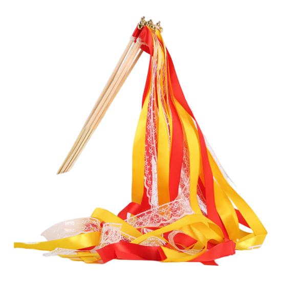 10Pcs Great High Durability Attractive Ribbon Wands Princess Sticks Dress-up Costume Party Decor Photo Prop