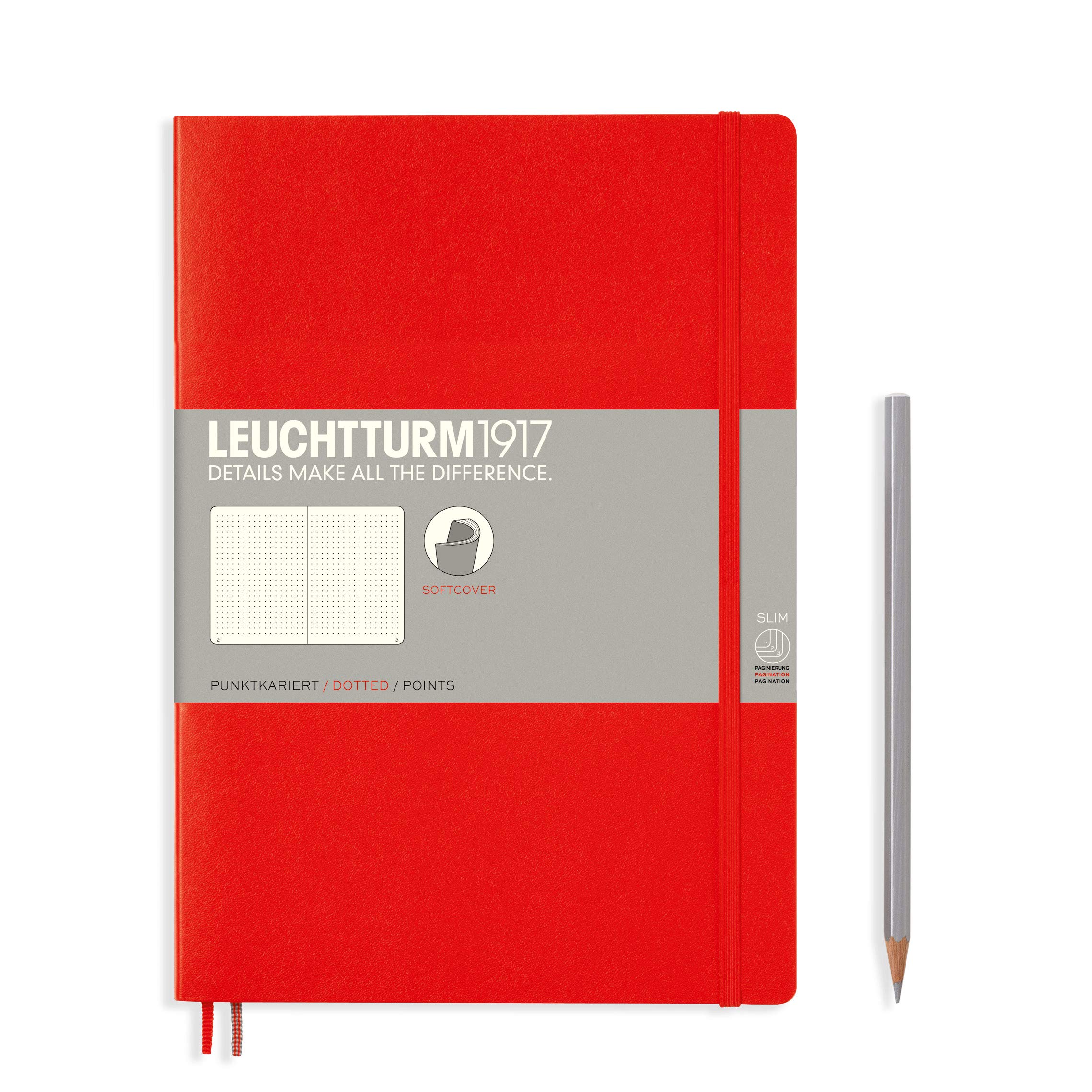 

Leuchtturm Dot Soft Officially Imported Notebook, B5, Grid, Cover, Red, 349308,