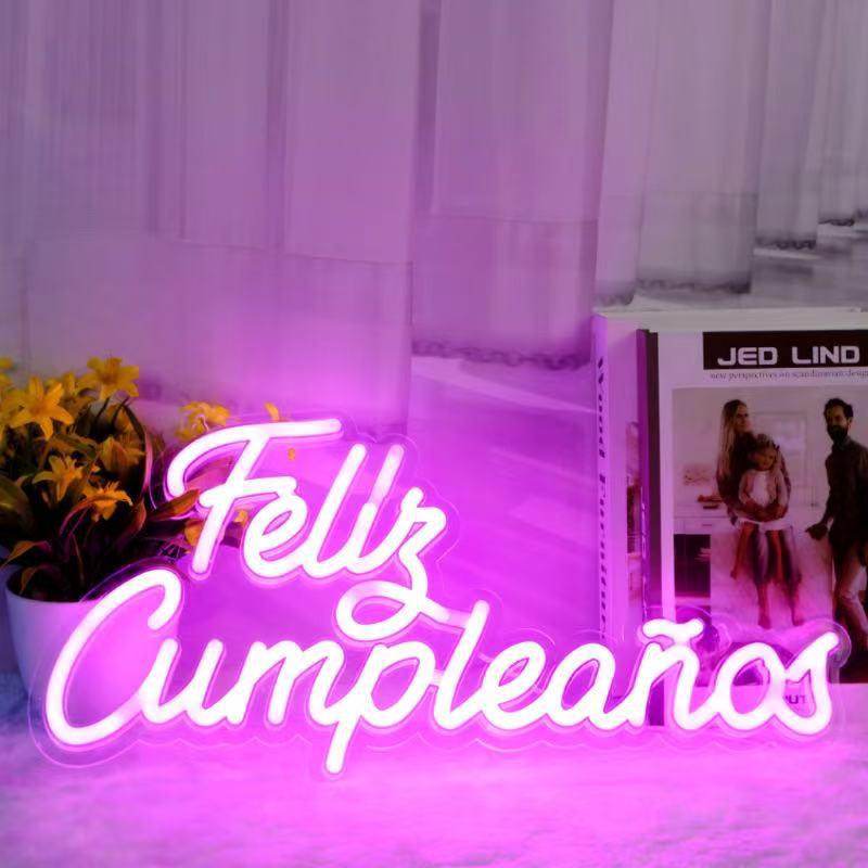 Happy Birthday LED Neon Sign - Acrylic Backplate Decoration Light