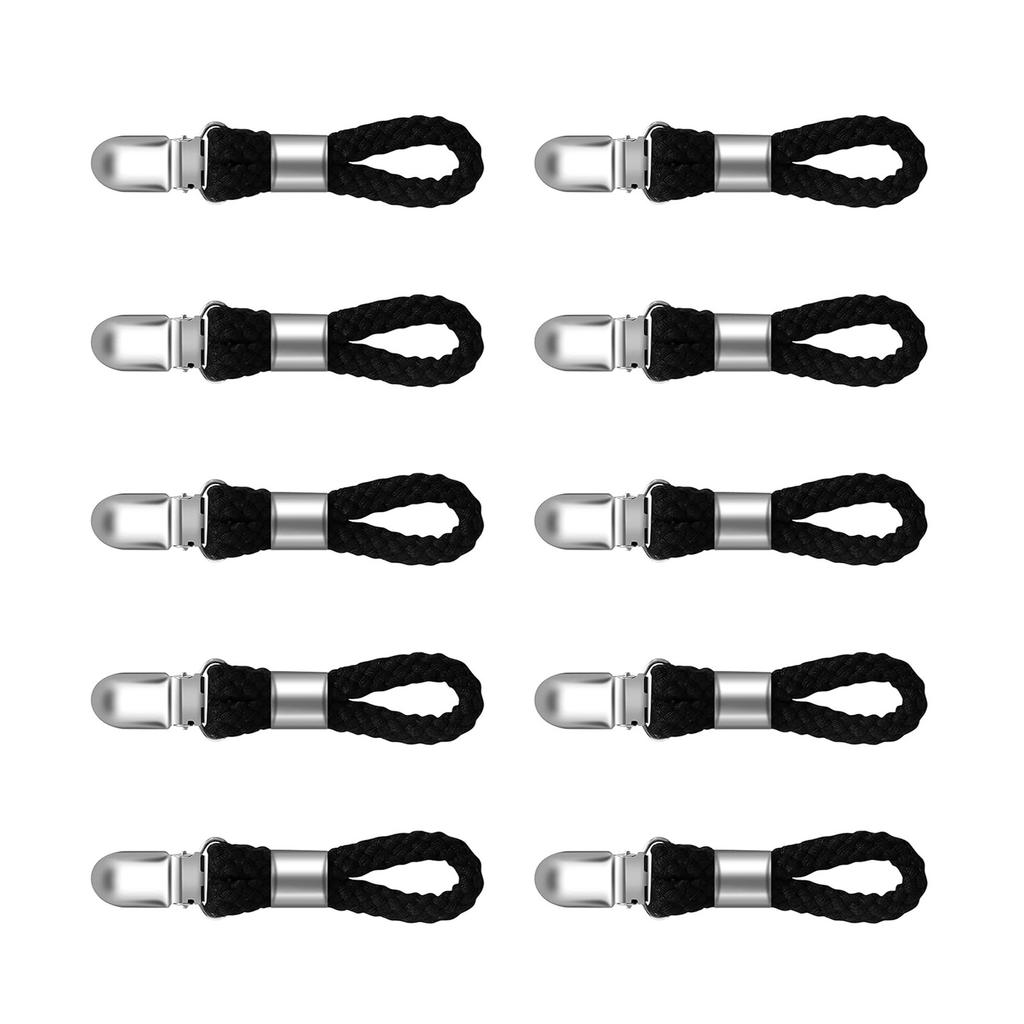 10Pcs Braided Cotton Loop Towel Clip Towel Hook Holder Towel Hangers Rack Metal Clip Home Storage Hanger Easy to Use
