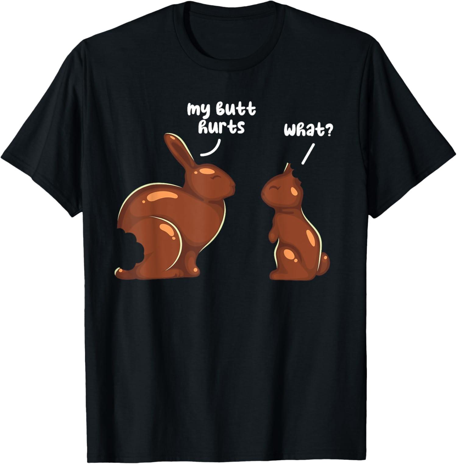 Funny Easter Cute Bunny Rabbit My Butt Hurts What? T-Shirt S разноцветный