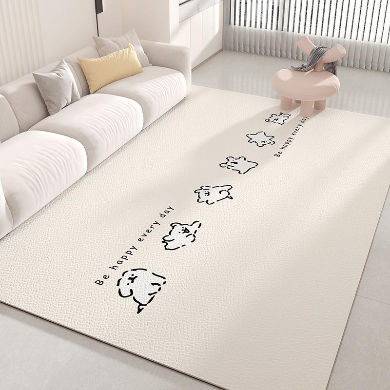 Stain-Resistant Easy-Clean Cartoon Leather Carpet: Waterproof, Oilproof, and Cuttable for Living Room or Bedroom