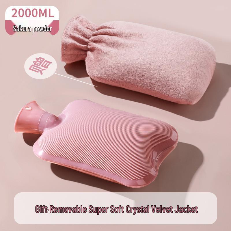 Plush Hot Water Bottle: Large, Explosion-Proof Hand and Waist Warmer, Small Stomach Pack, Pour-in Type.