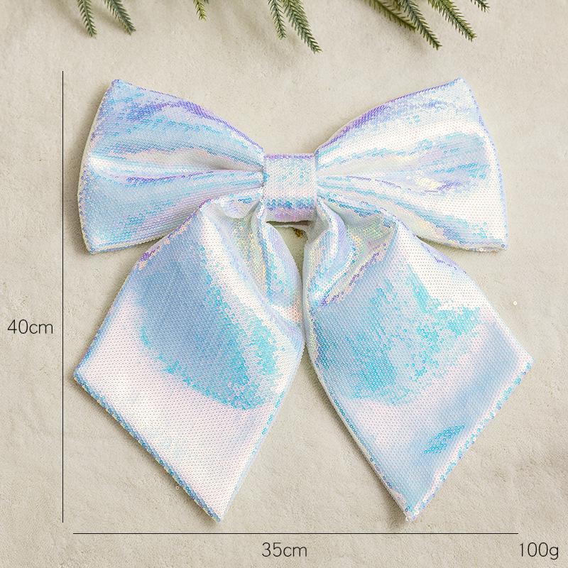 Large Pink and Gold Glitter Christmas Bow Ornament