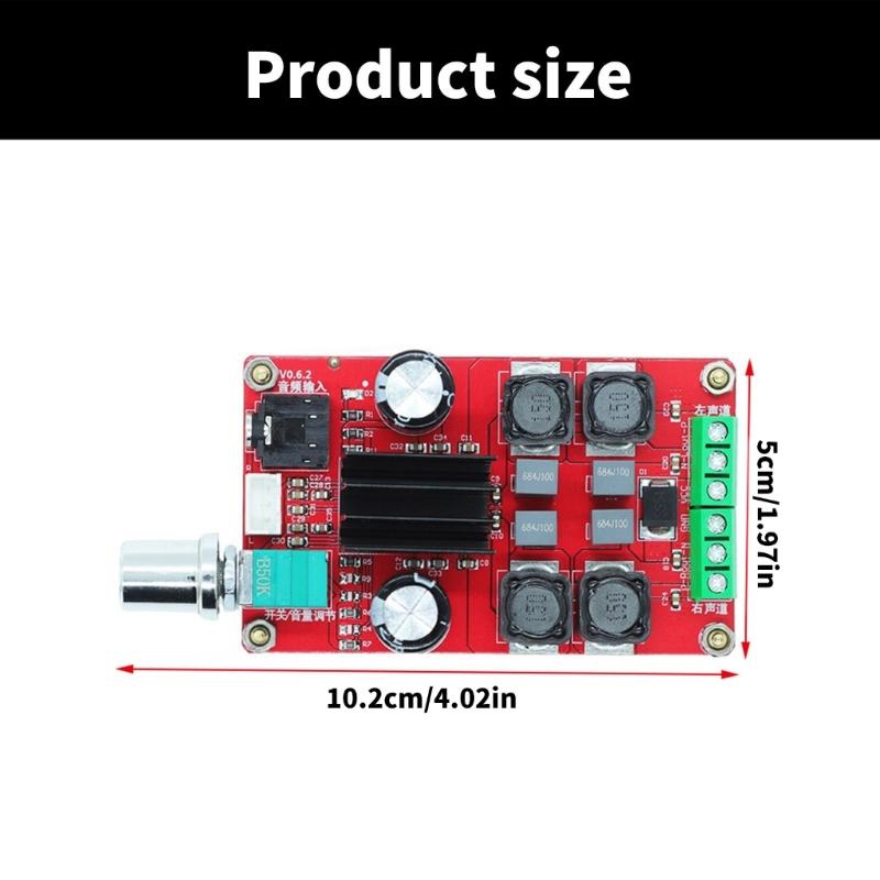 XH M189 3D Amp Board TPA3116D2 DC5-24V 2x50W with Short Circuit Protections for Audiophiles