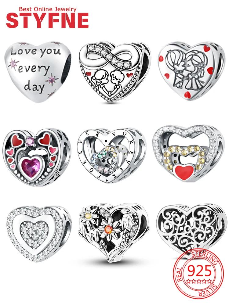 Authentic Charm Bead Charms Copper Love You Heart Pendant Bead Charms Compatible With Bracelets Bead Charms for Women Do It Yourself Jewellery Making