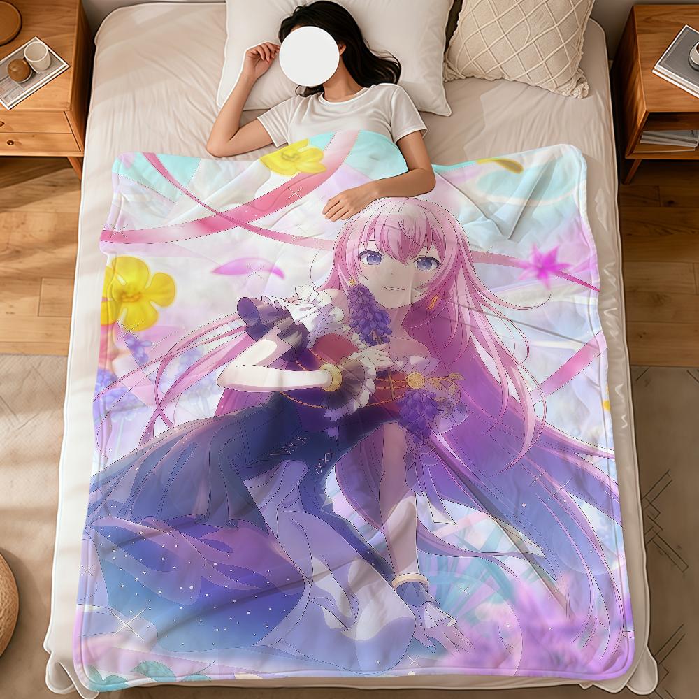 Anime Girl Cute Virtual Singer m-Megurine L-Luka Soft Warm Plush Blanket Dormitory Sofa Living Room Hogar Bedroom Gift Nap Home