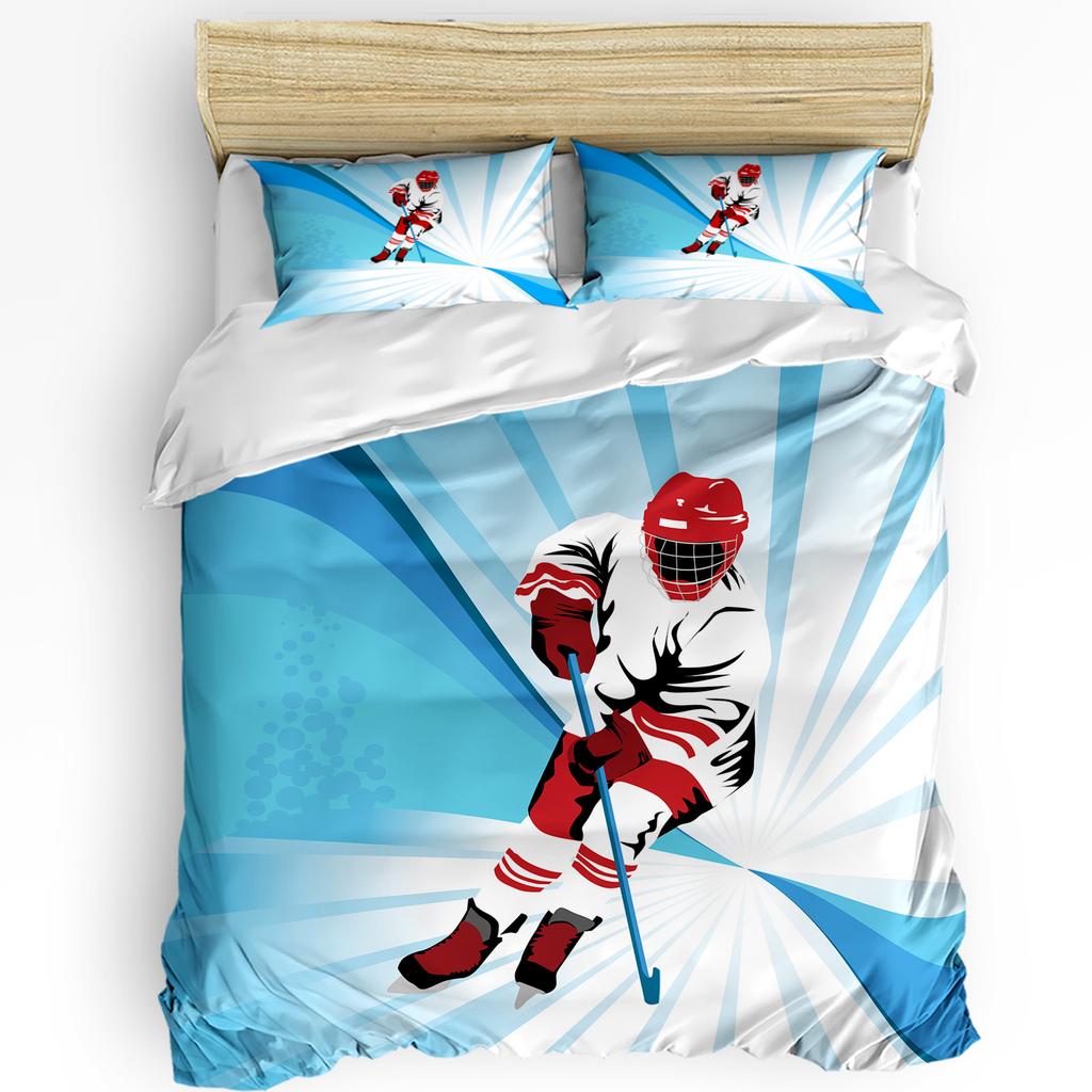 3pcs Bedding Set Ice Hockey Sports Home Textile Duvet Cover Pillow Case Boy Kid Teen Girl Bedding Covers Set