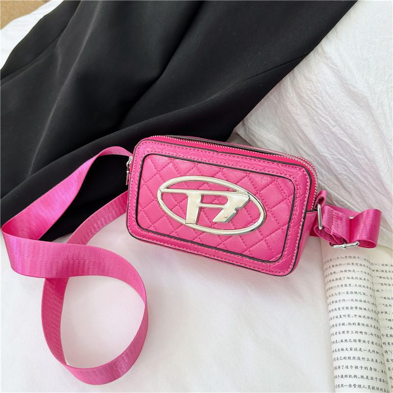 Stylish And Versatile Children s Camera Bag In Solid Color For Girls Fashionable Design RoseRed