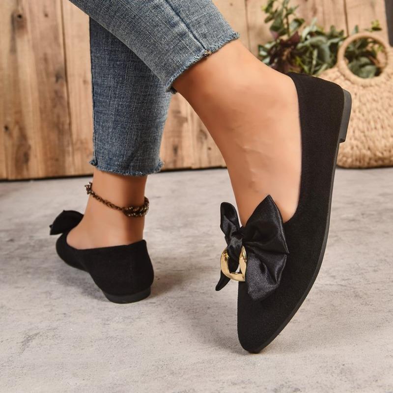 Women's Flat Shoes 2025 Slip on Outdoor Pointed Toe Flats Shallow Bow Tie Soft Sole Plus Size Comfortable Casual Walking Shoes
