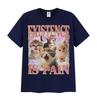 Existence Is Pain Funny Cat Meme T Shirt Men Women's Aesthetic Clothing Short Sleeve T-Shirts Summer Cotton Tops Vintage T-shirt